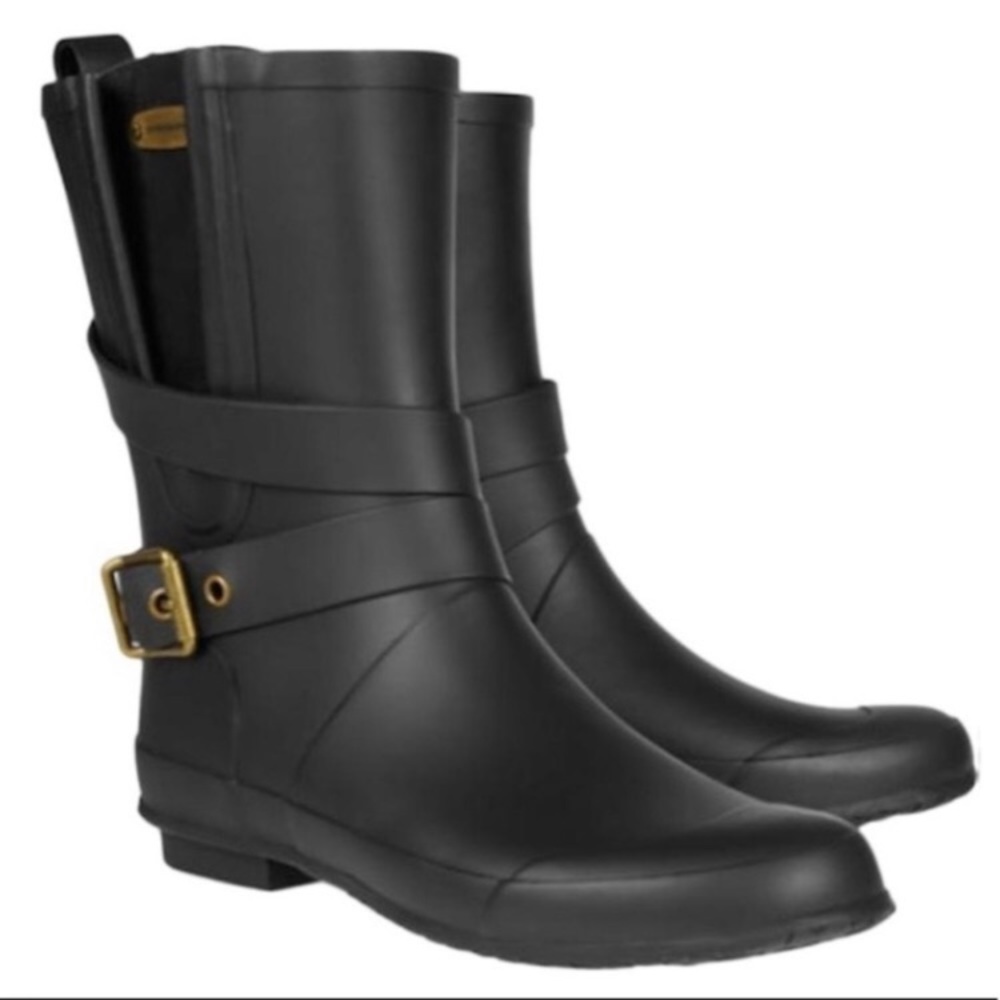 Burberry Black Mini Mid Buckle Rain Boots - Picture 1 of 12